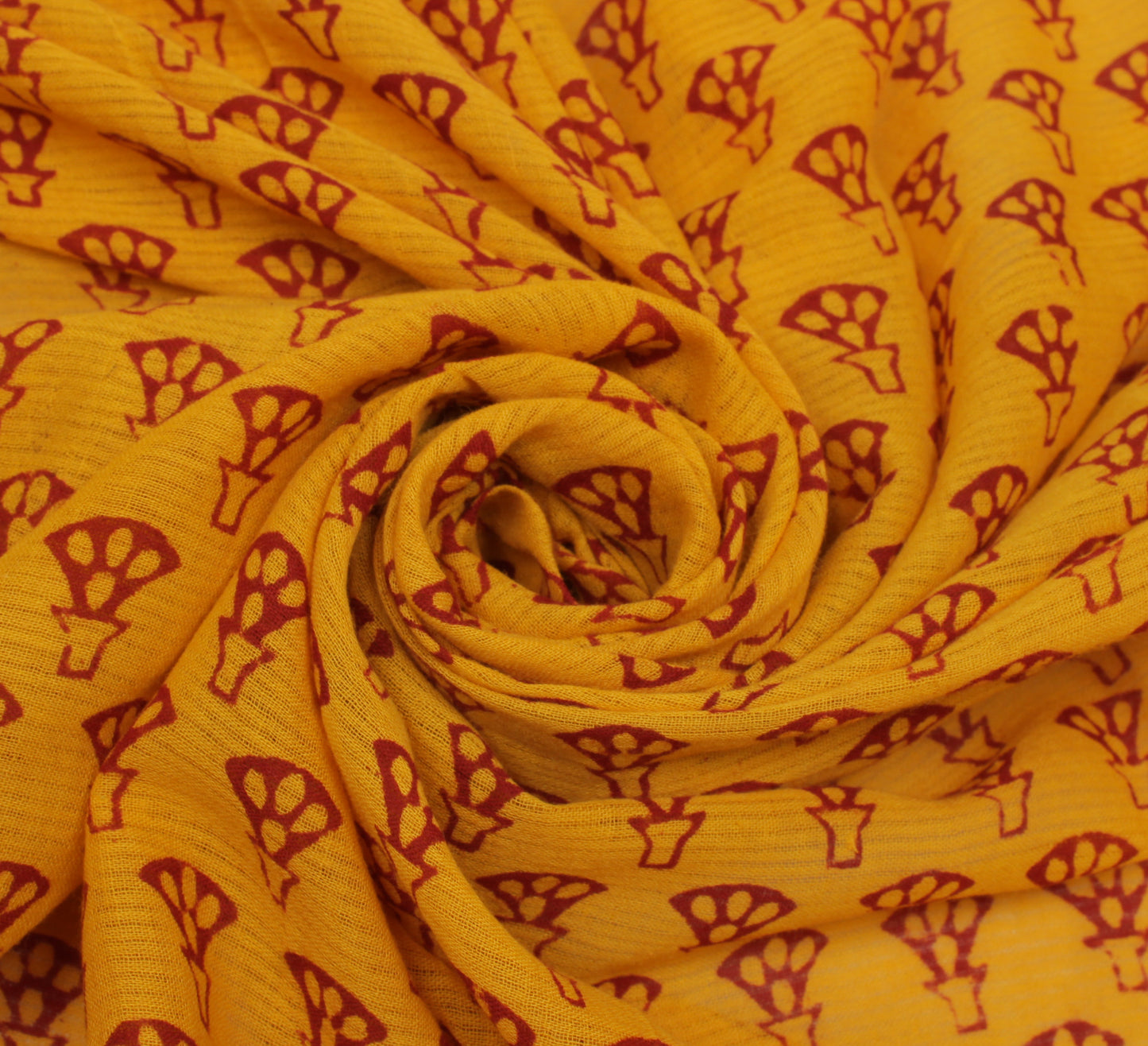 Sushila Vintage Yellow Dupatta Pure Cotton Printed Long Stole Veil Scarves