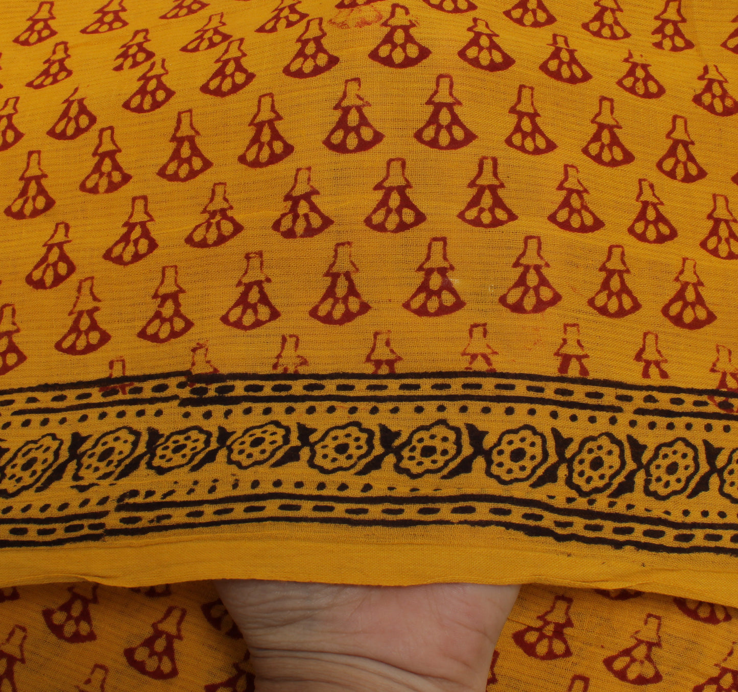 Sushila Vintage Yellow Dupatta Pure Cotton Printed Long Stole Veil Scarves