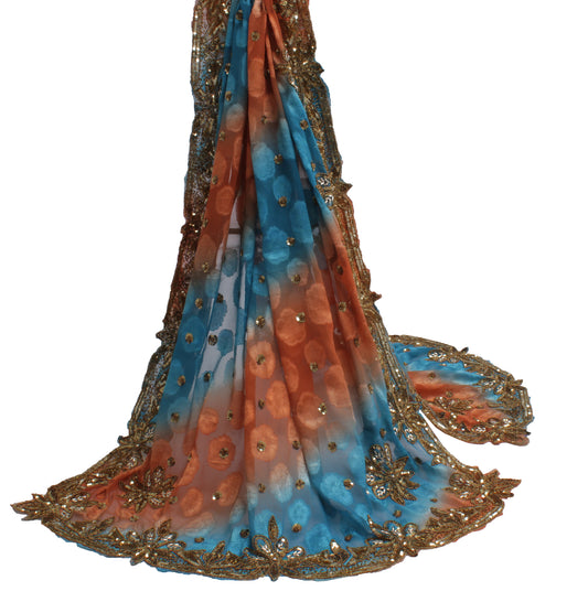 Sushila Vintage Indian Dupatta Blend Georgette Silk Woven Long Stole Scarves