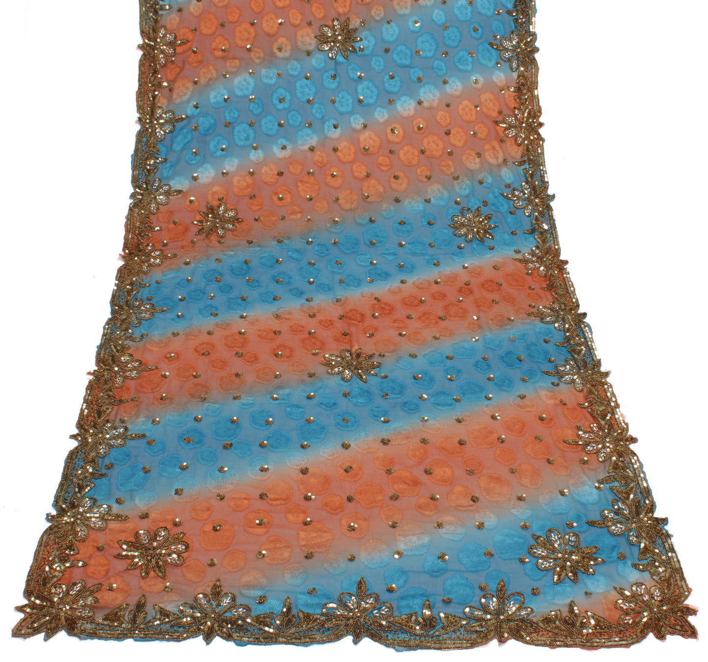 Sushila Vintage Indian Dupatta Blend Georgette Silk Woven Long Stole Scarves