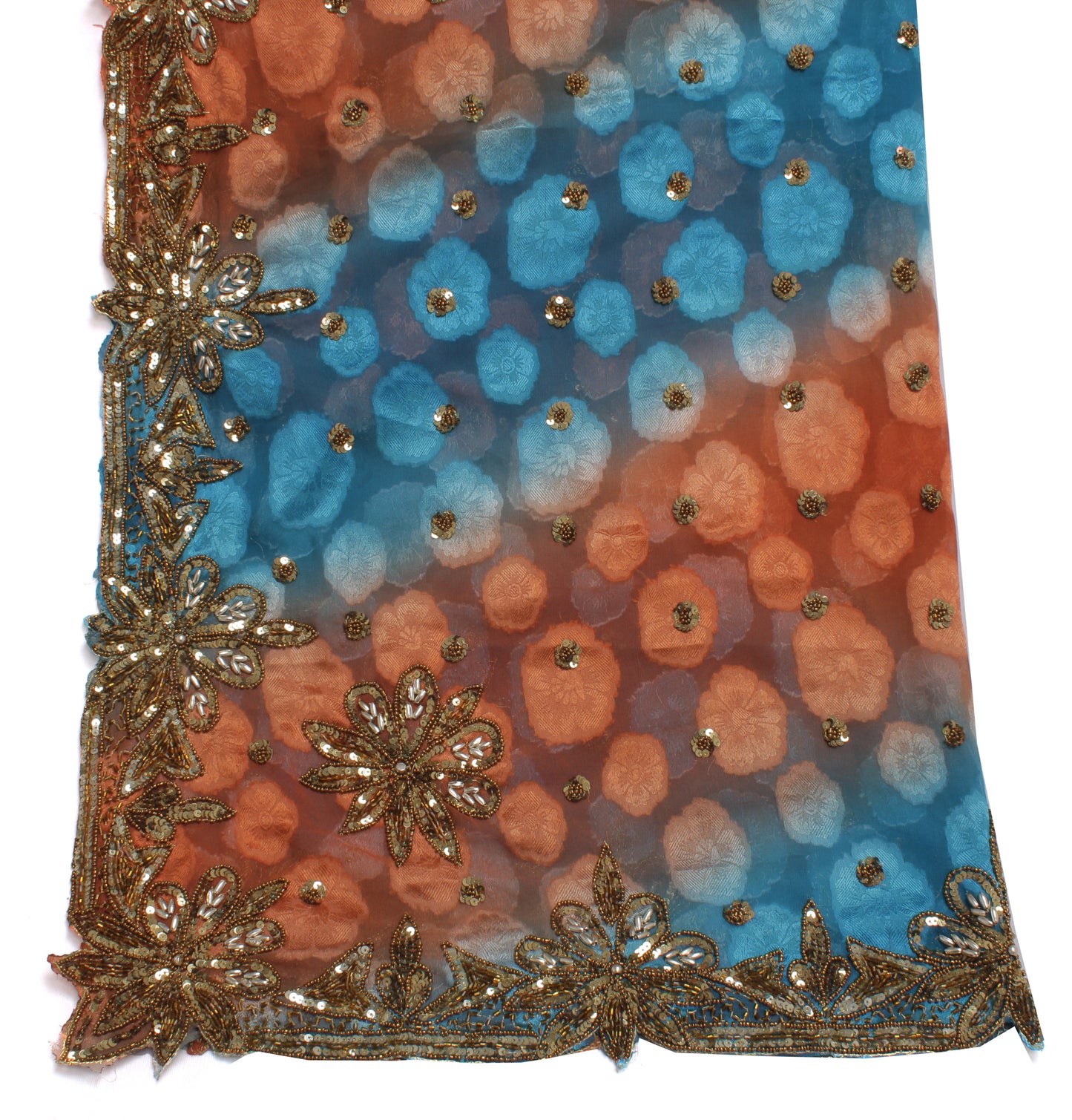 Sushila Vintage Indian Dupatta Blend Georgette Silk Woven Long Stole Scarves