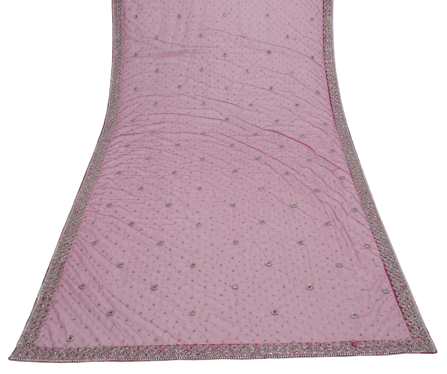 Sushila Vintage Purple Dupatta Net Mesh Embroidered Long Stole Veil Scarves