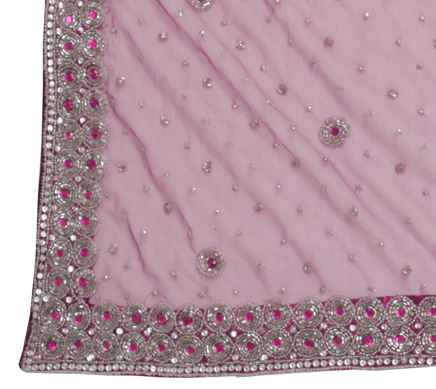 Sushila Vintage Purple Dupatta Net Mesh Embroidered Long Stole Veil Scarves