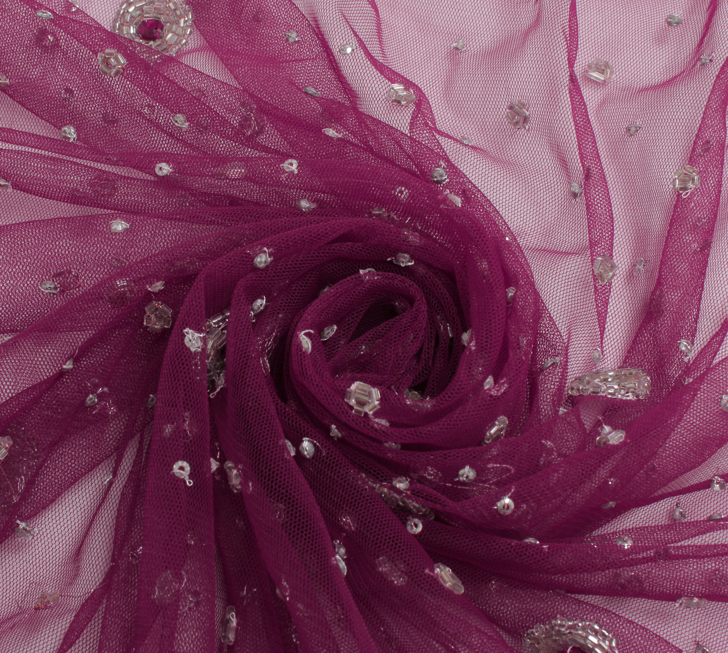 Sushila Vintage Purple Dupatta Net Mesh Embroidered Long Stole Veil Scarves