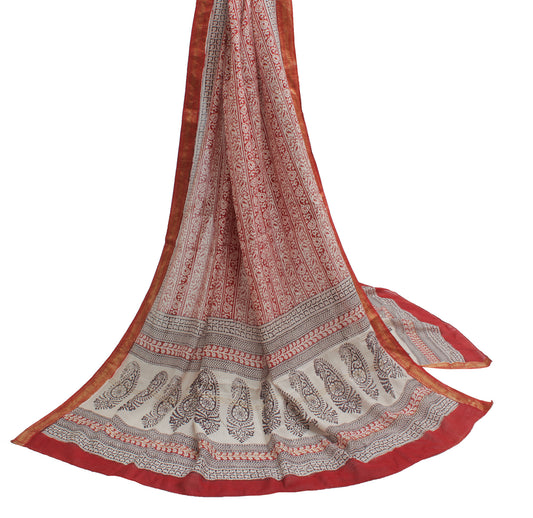 Sushila Vintage Indian Dupatta Pure Cotton Printed Long Stole Veil Scarves