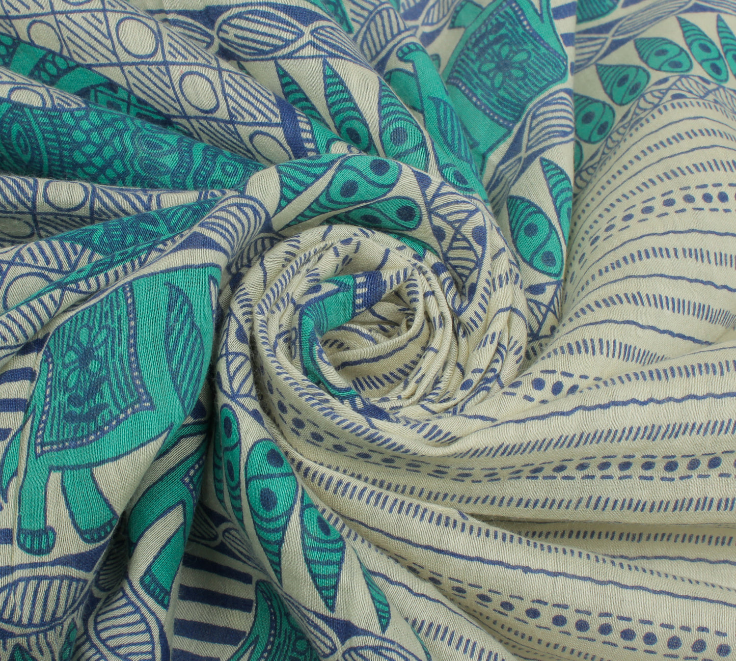 Sushila Vintage Cream Indian Dupatta Pure Cotton Printed Long Stole Veil Scarves