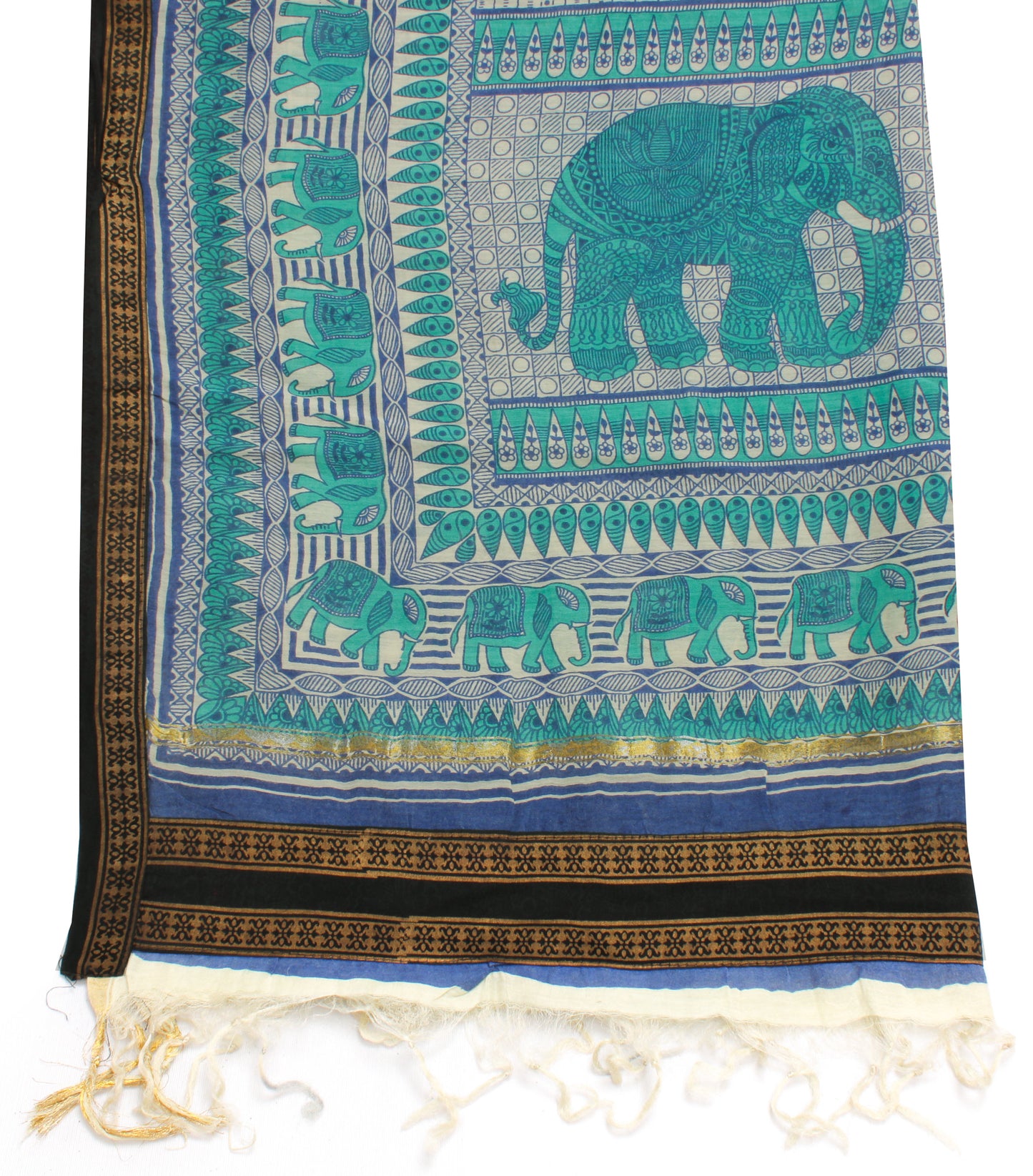 Sushila Vintage Cream Indian Dupatta Pure Cotton Printed Long Stole Veil Scarves