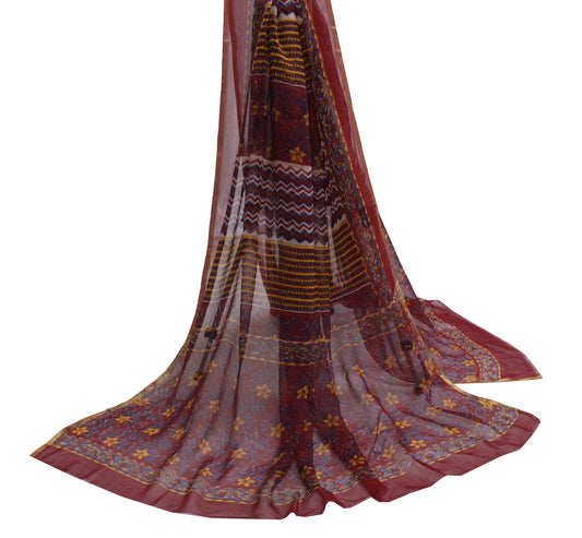 Sushila Vintage Maroon Dupatta Pure Georgette Silk Printed Long Stole Scarves