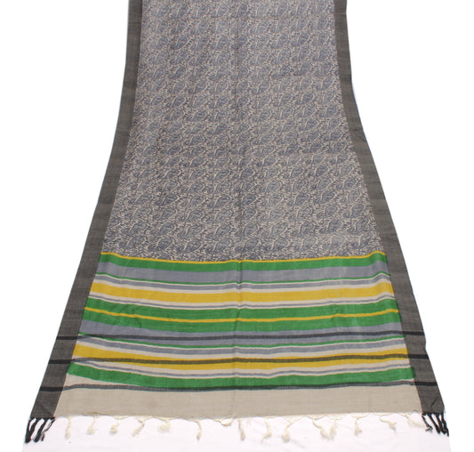 Sushila Vintage Cream Dupatta 100% Pure Woolen Hand Printed Long Stole Hijab