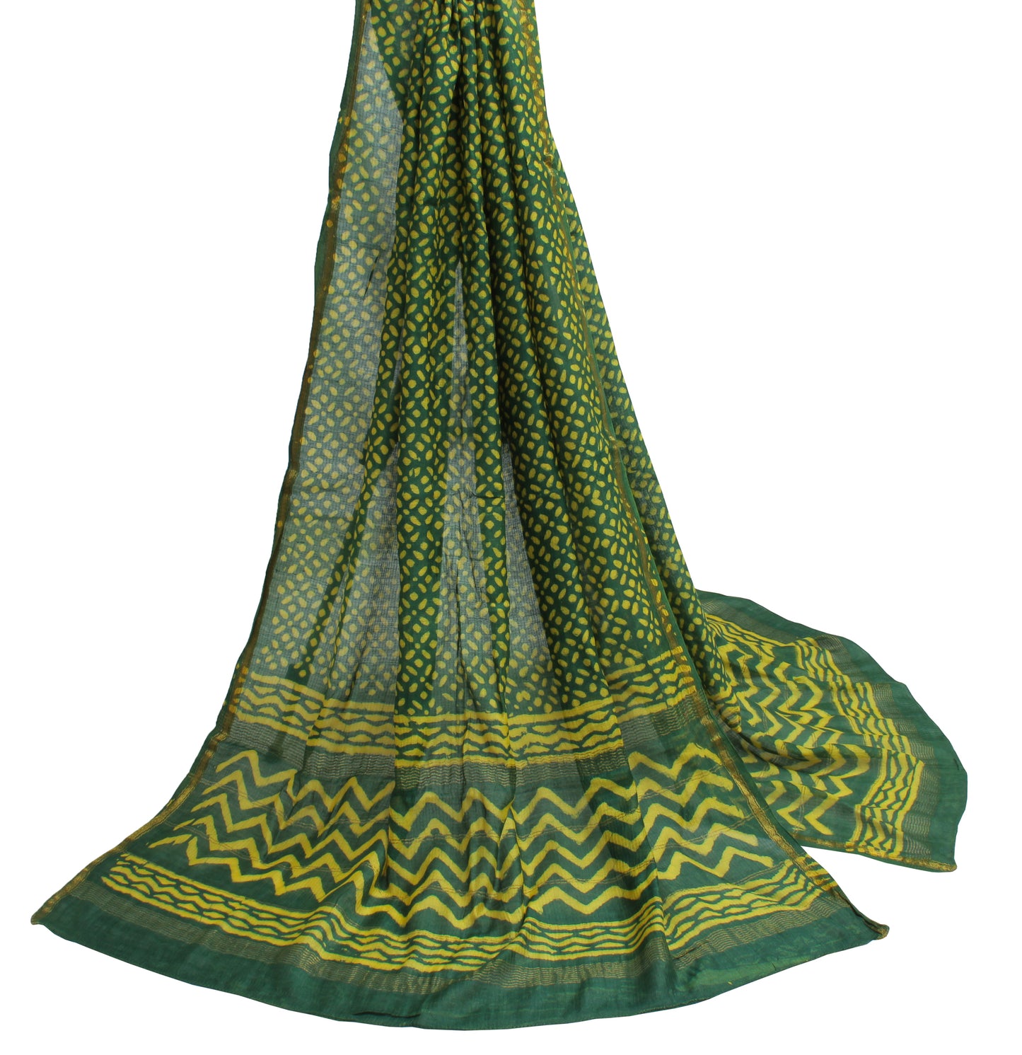 Sushila Vintage Green Indian Dupatta 100% Pure Cotton Printed Long Stole Hijab
