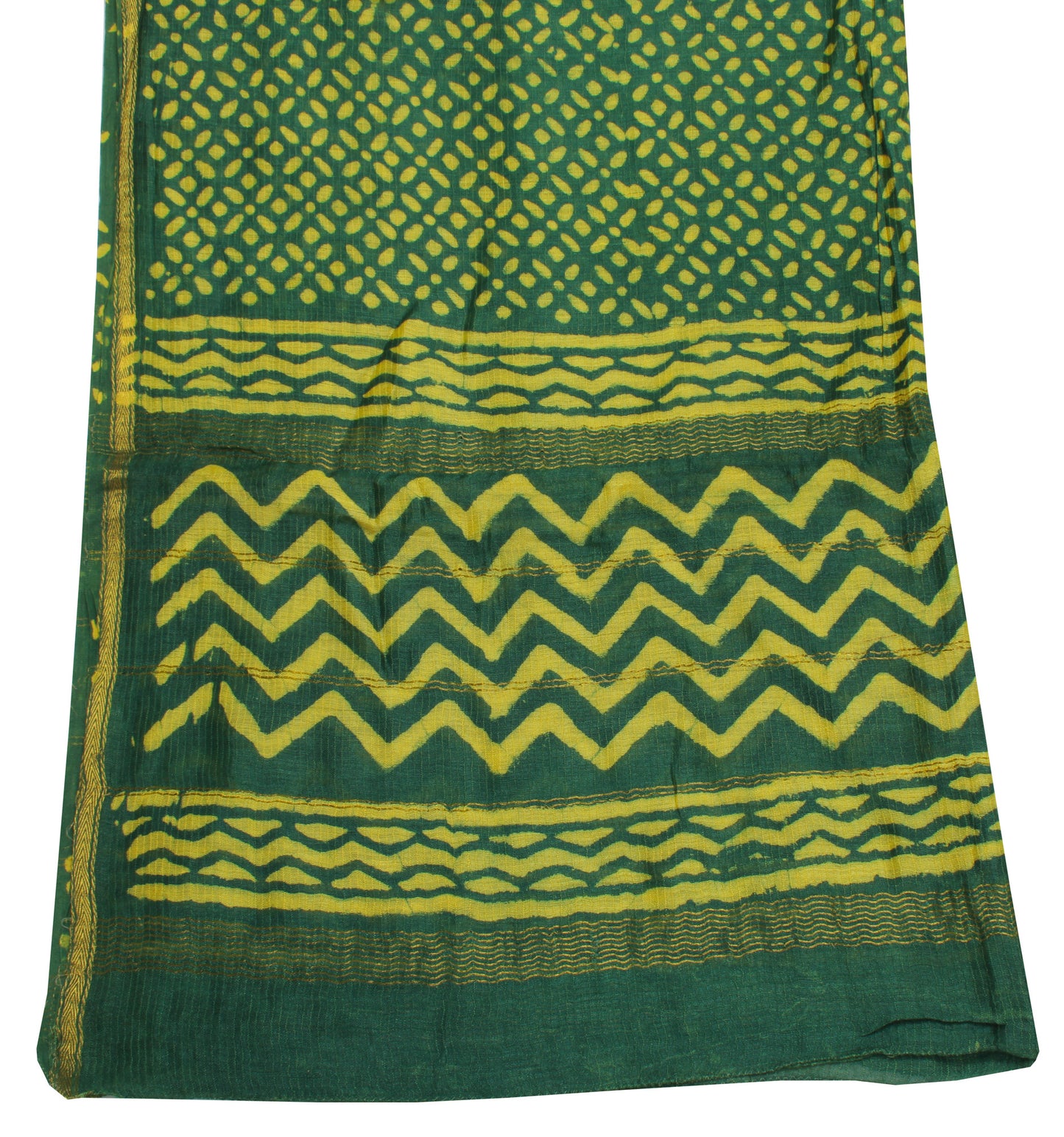 Sushila Vintage Green Indian Dupatta 100% Pure Cotton Printed Long Stole Hijab