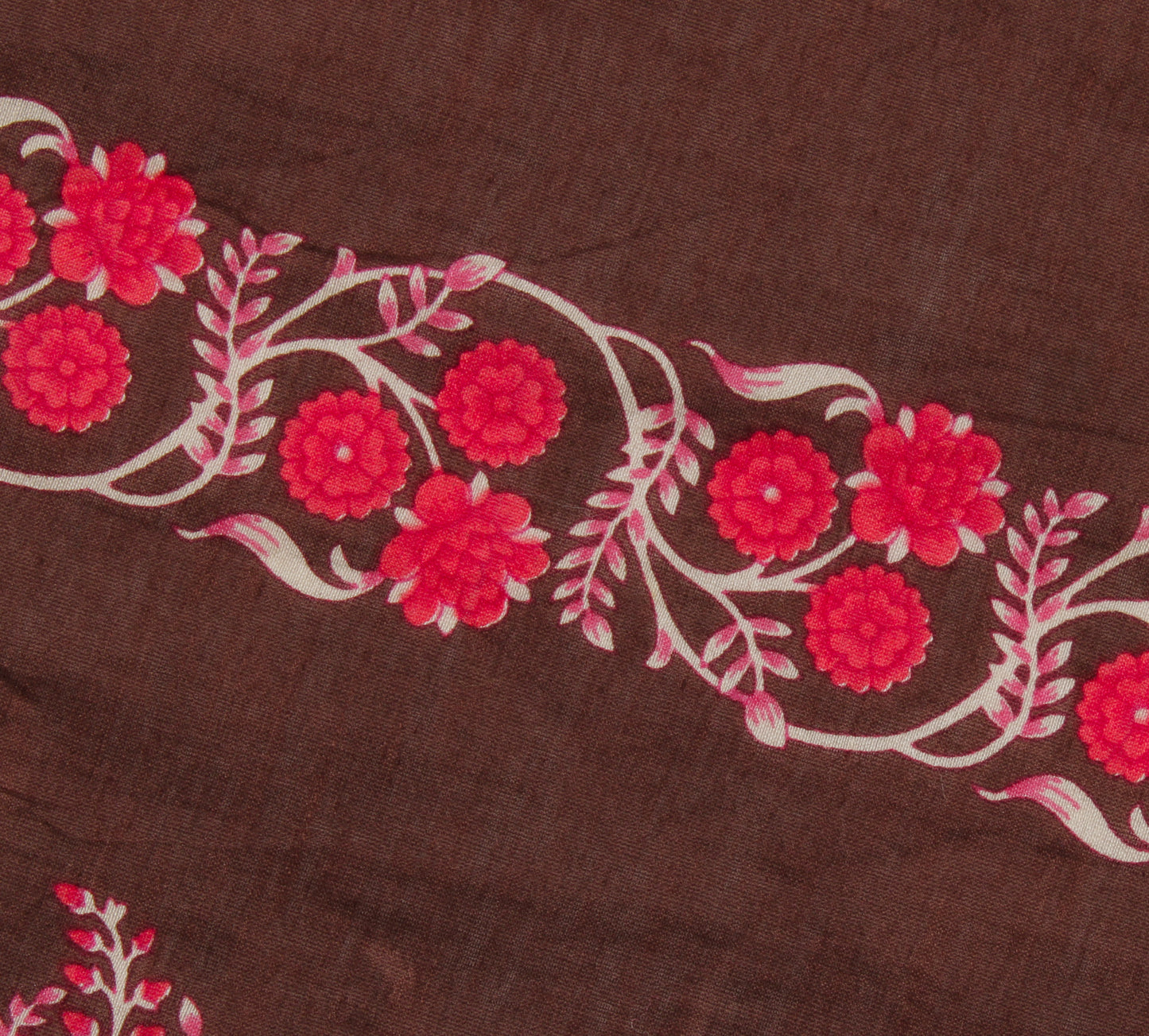 Sushila Vintage Brown Dupatta Pure Cotton Printed Floral Long Stole Veil Scarves