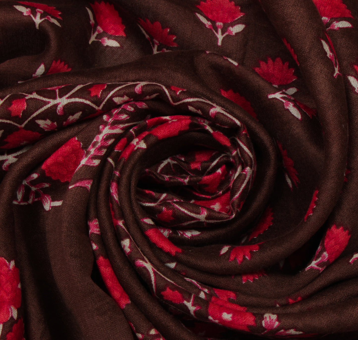 Sushila Vintage Brown Dupatta Pure Cotton Printed Floral Long Stole Veil Scarves