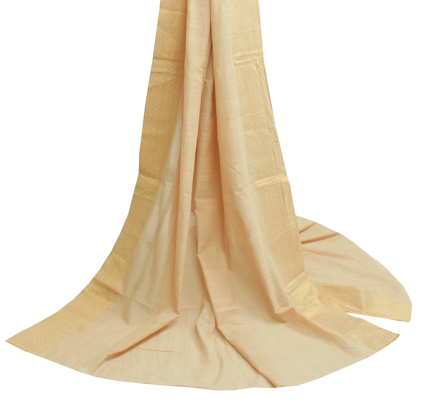Sushila Vintage Cream Indian Dupatta Pure Cotton Woven Long Stole Veil Scarves