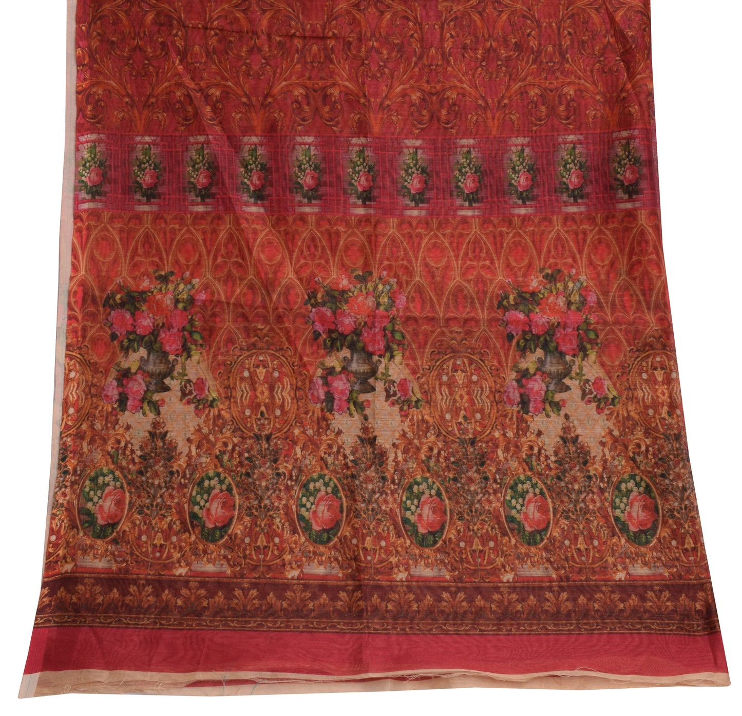 Sushila Vintage Indian Dupatta Blend Silk Digital Printed Long Stole Hijab