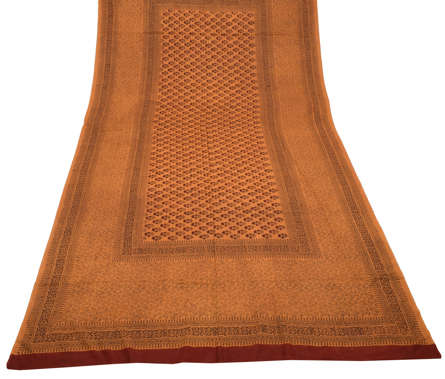 Sushila Vintage Rust Indian Dupatta 100% Pure Cotton Printed Long Stole Hijab
