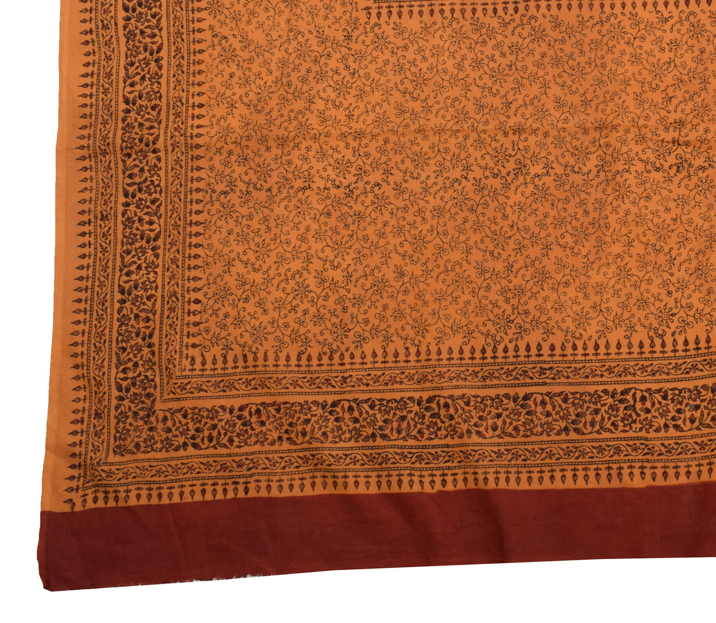 Sushila Vintage Rust Indian Dupatta 100% Pure Cotton Printed Long Stole Hijab