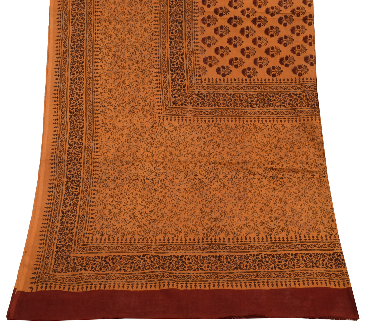 Sushila Vintage Rust Indian Dupatta 100% Pure Cotton Printed Long Stole Hijab