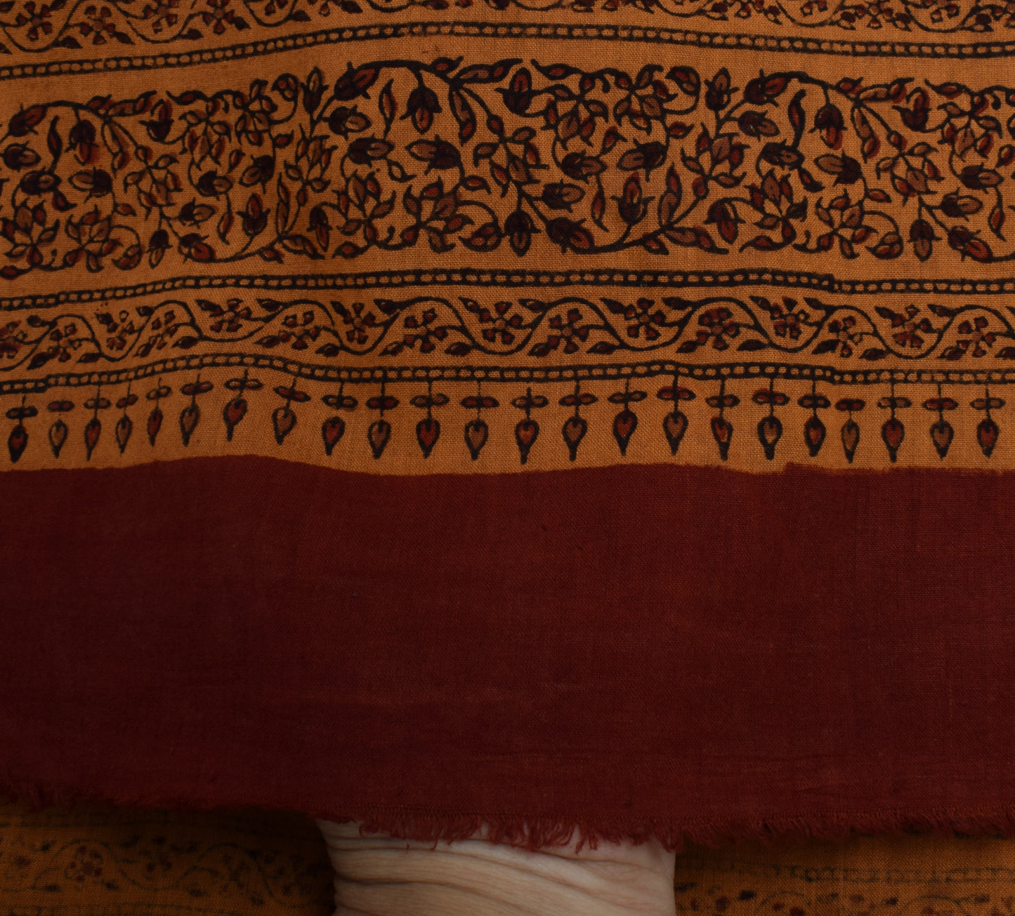 Sushila Vintage Rust Indian Dupatta 100% Pure Cotton Printed Long Stole Hijab