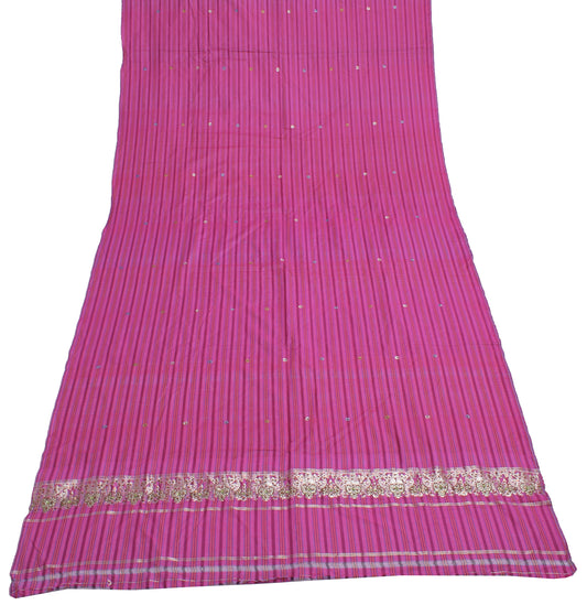 Sushila Vintage Purple Dupatta Blend Cotton Printed Stripes Long Stole Hijab