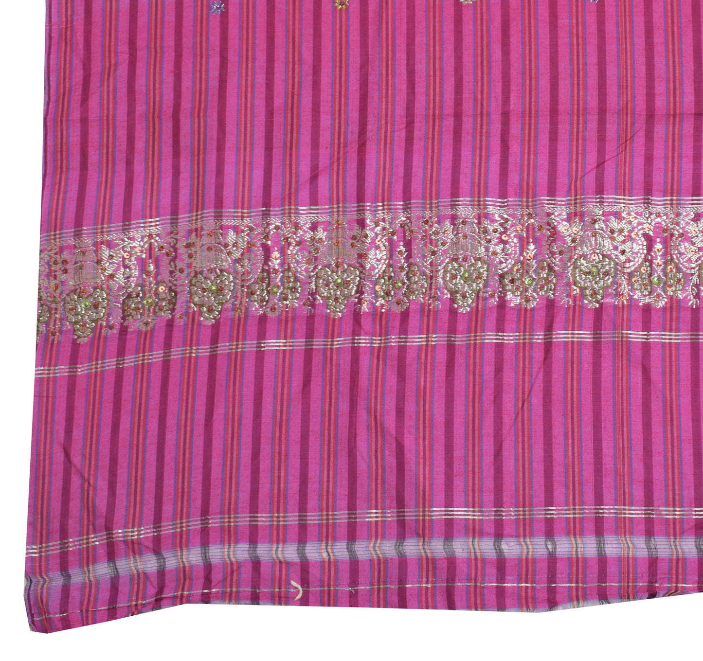 Sushila Vintage Purple Dupatta Blend Cotton Printed Stripes Long Stole Hijab