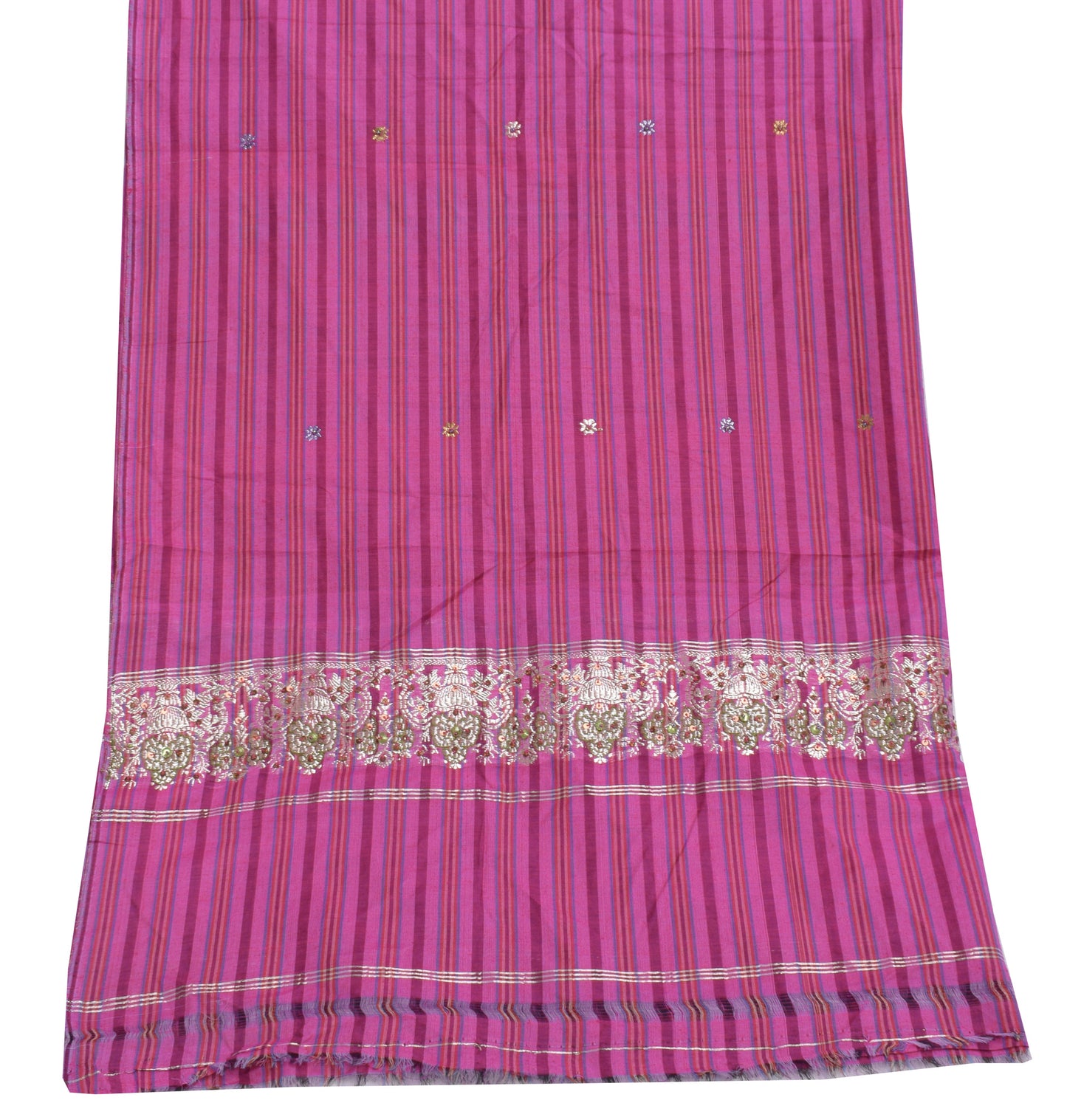Sushila Vintage Purple Dupatta Blend Cotton Printed Stripes Long Stole Hijab