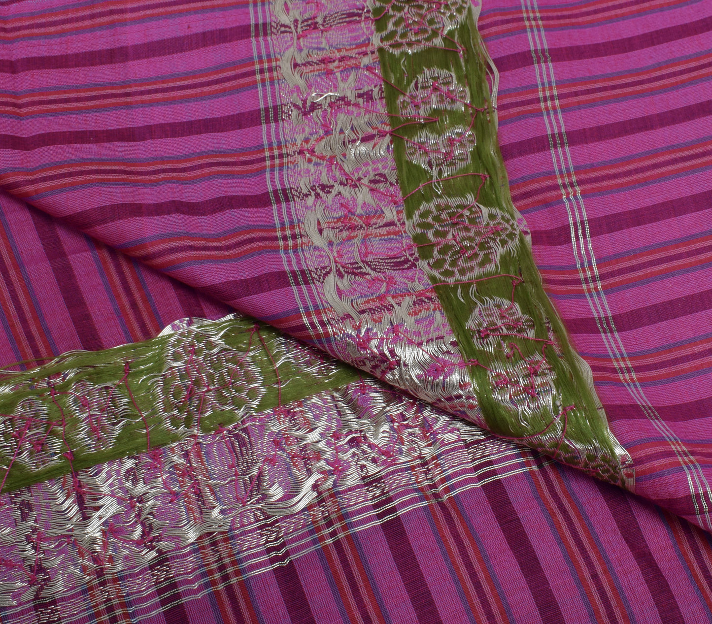 Sushila Vintage Purple Dupatta Blend Cotton Printed Stripes Long Stole Hijab