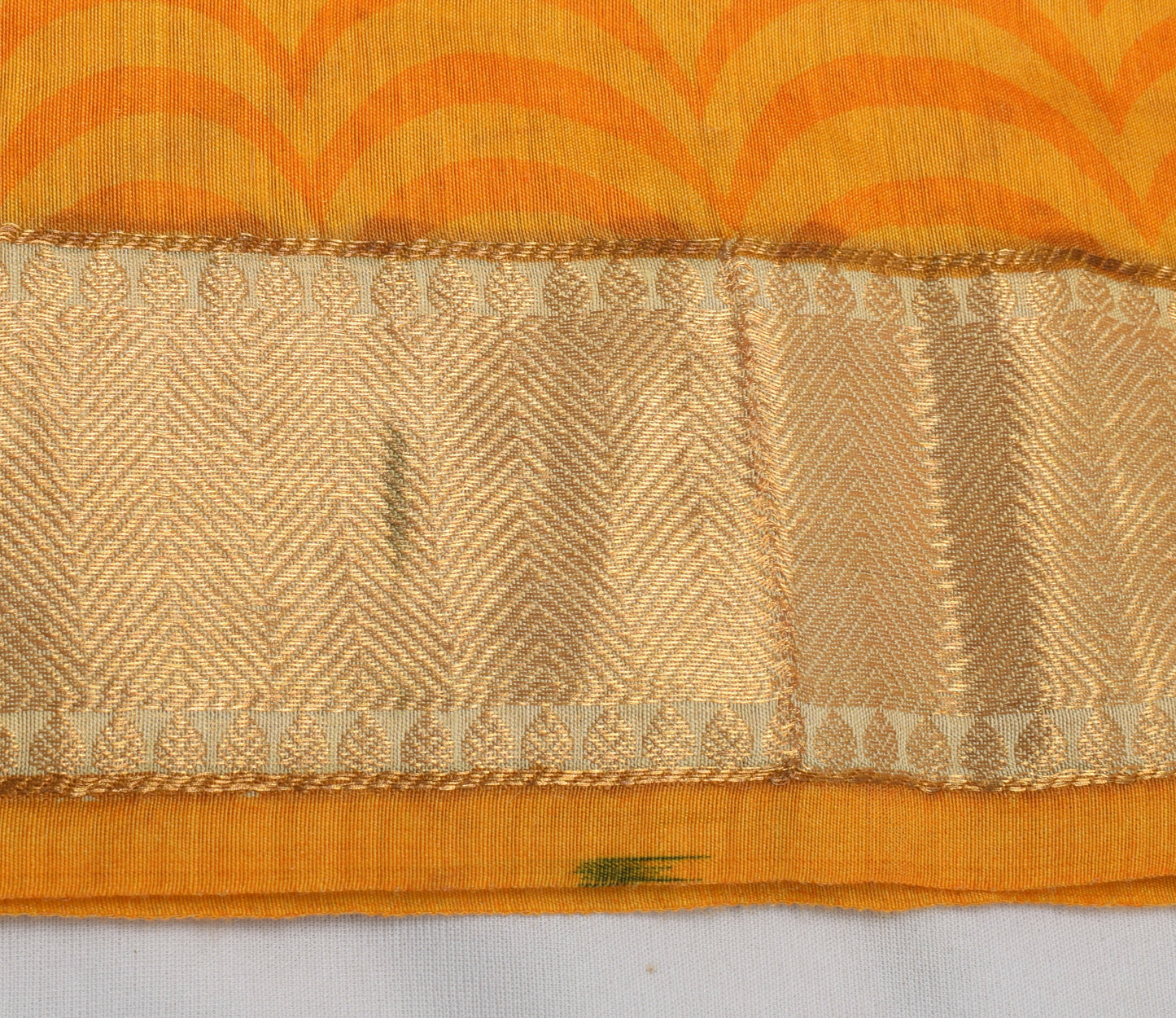 Sushila Vintage Yellow Indian Dupatta 100% Pure Silk Printed Long Stole Scarves