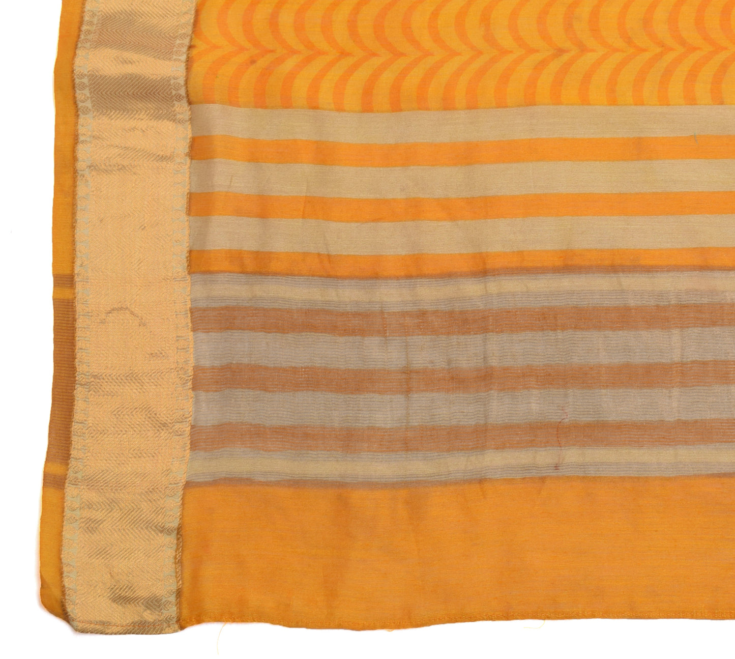 Sushila Vintage Yellow Indian Dupatta 100% Pure Silk Printed Long Stole Scarves