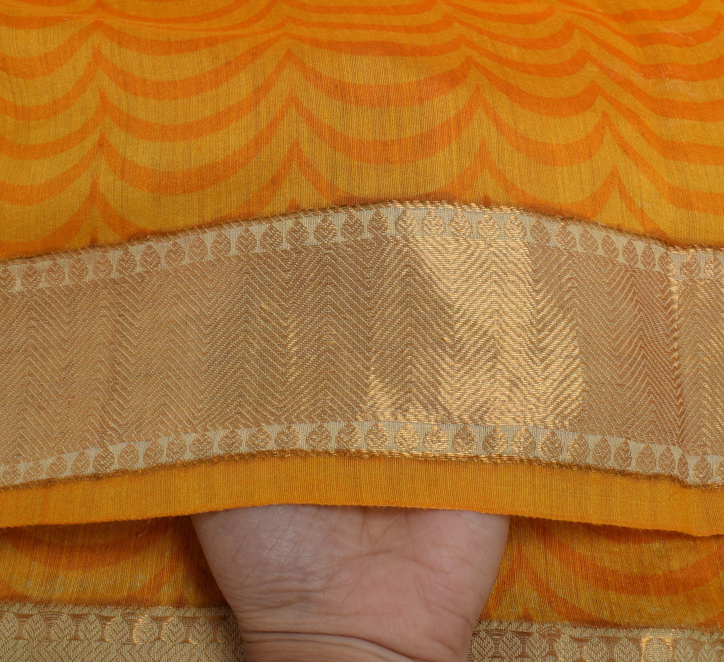 Sushila Vintage Yellow Indian Dupatta 100% Pure Silk Printed Long Stole Scarves