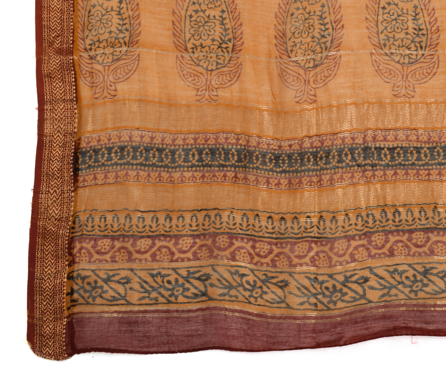 Sushila Vintage Brown Indian Dupatta 100% Pure Cotton Printed Long Stole Hijab
