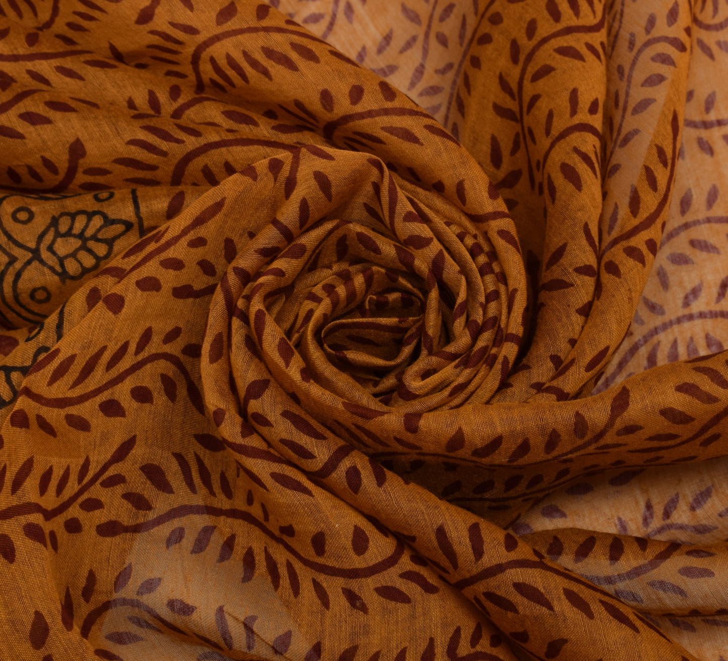 Sushila Vintage Brown Indian Dupatta 100% Pure Cotton Printed Long Stole Hijab