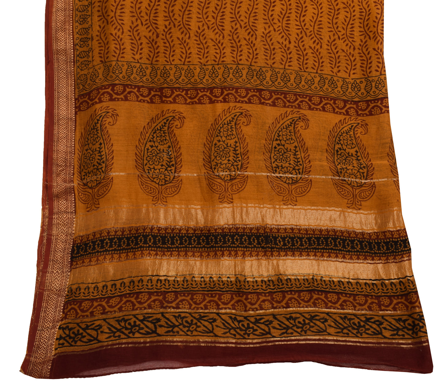 Sushila Vintage Brown Indian Dupatta 100% Pure Cotton Printed Long Stole Hijab