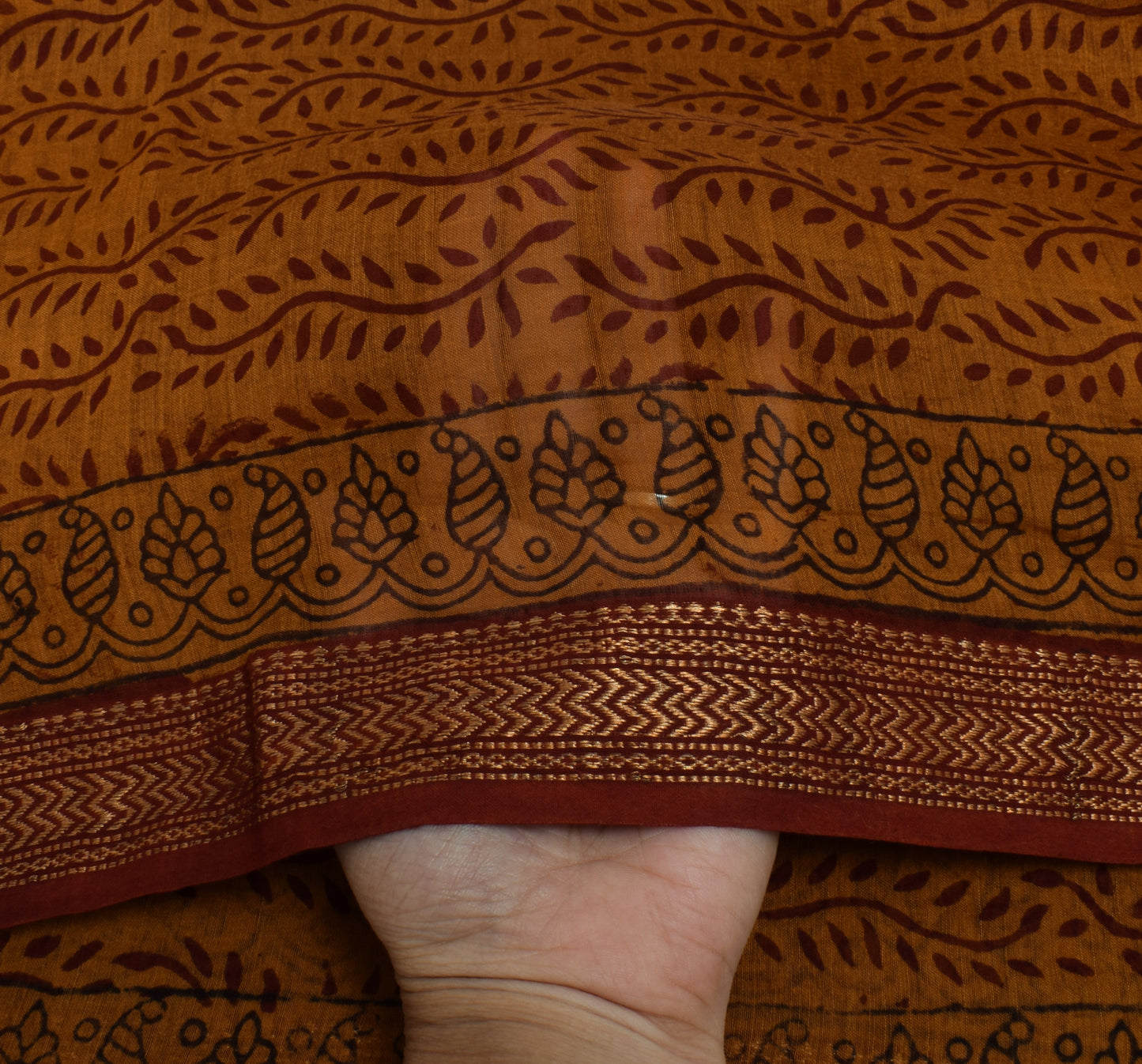 Sushila Vintage Brown Indian Dupatta 100% Pure Cotton Printed Long Stole Hijab