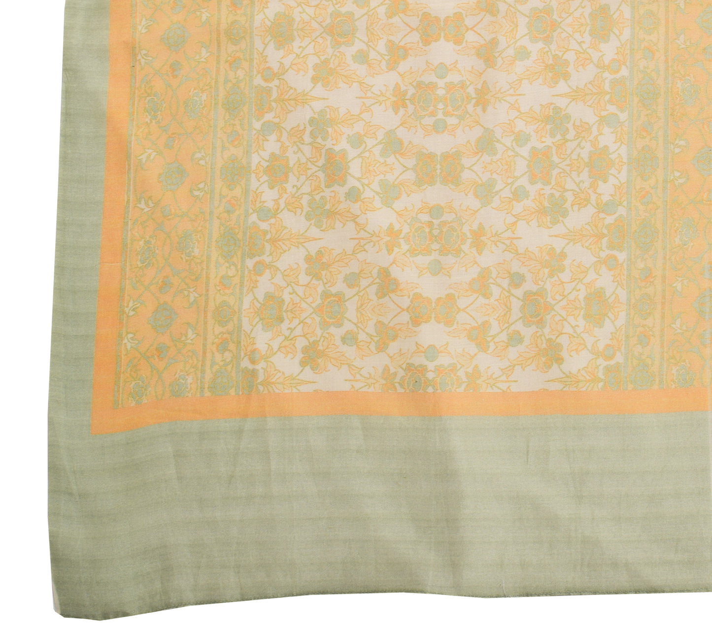 Sushila Vintage Cream Indian Dupatta 100% Pure Silk Printed Long Stole Scarves