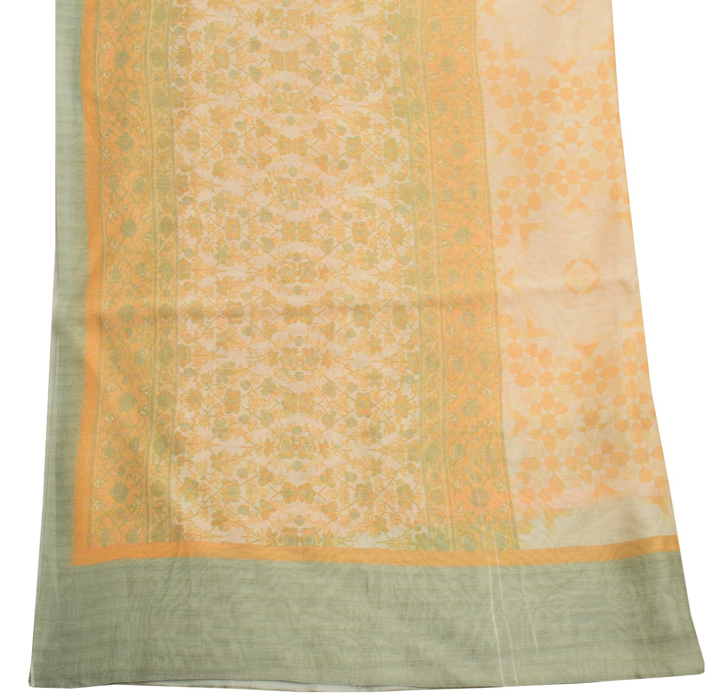 Sushila Vintage Cream Indian Dupatta 100% Pure Silk Printed Long Stole Scarves
