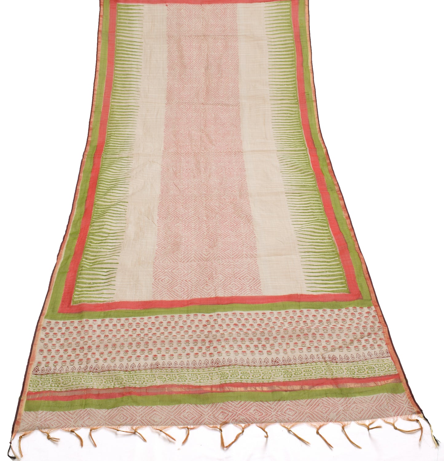 Sushila Vintage Cream Dupatta 100% Pure Cotton Printed Long Stole Wrap Scarves