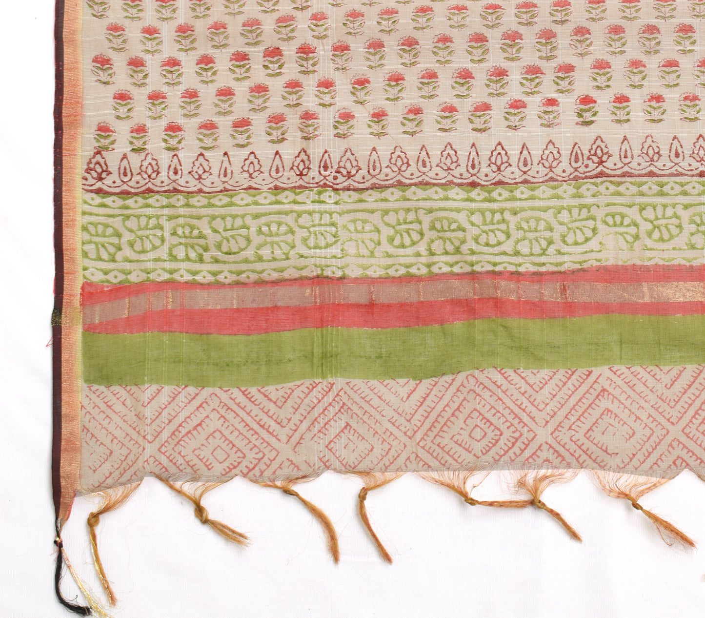 Sushila Vintage Cream Dupatta 100% Pure Cotton Printed Long Stole Wrap Scarves