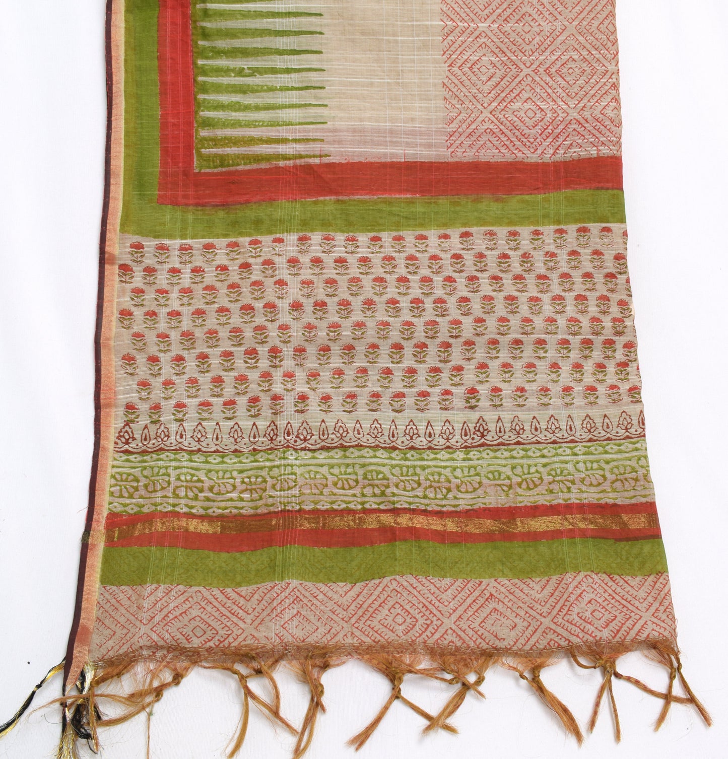 Sushila Vintage Cream Dupatta 100% Pure Cotton Printed Long Stole Wrap Scarves