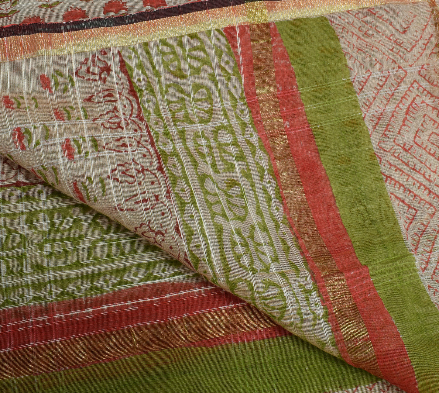 Sushila Vintage Cream Dupatta 100% Pure Cotton Printed Long Stole Wrap Scarves