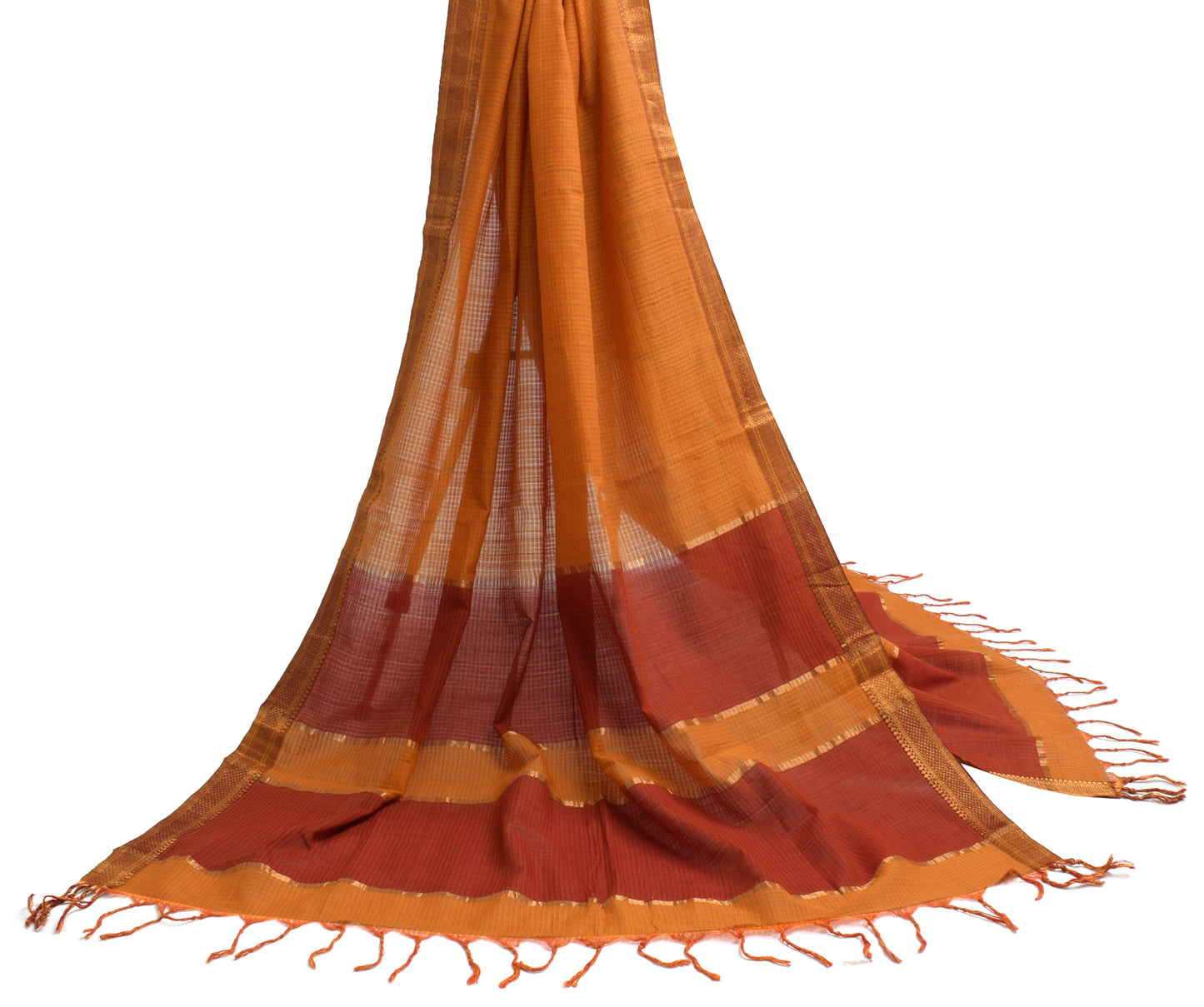 Sushila Vintage Rust Indian Dupatta 100% Pure Cotton Long Stole Scarves Hijab