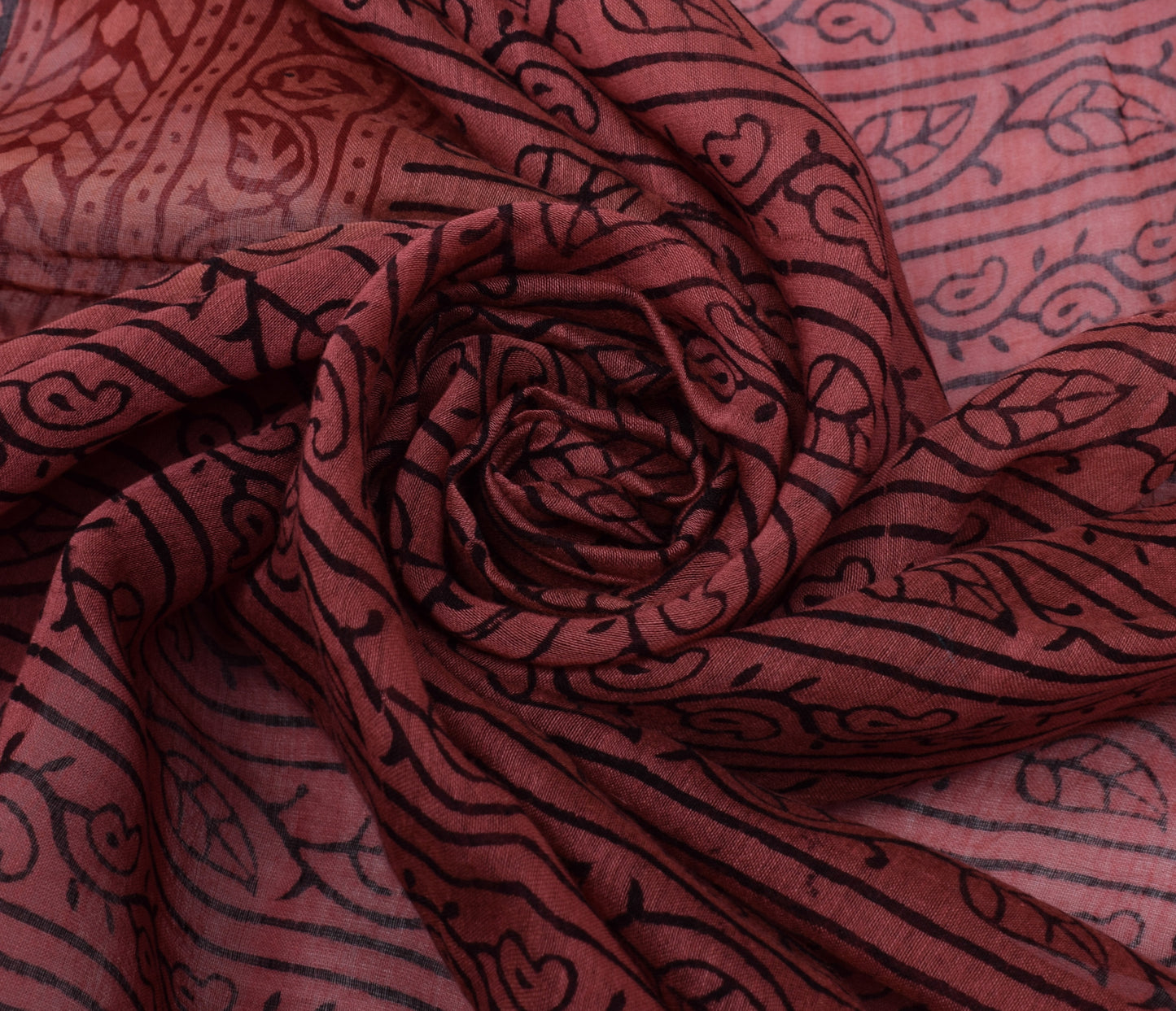 Sushila Vintage Indian Dupatta 100% Pure Cotton Printed & Woven Long Stole Veil
