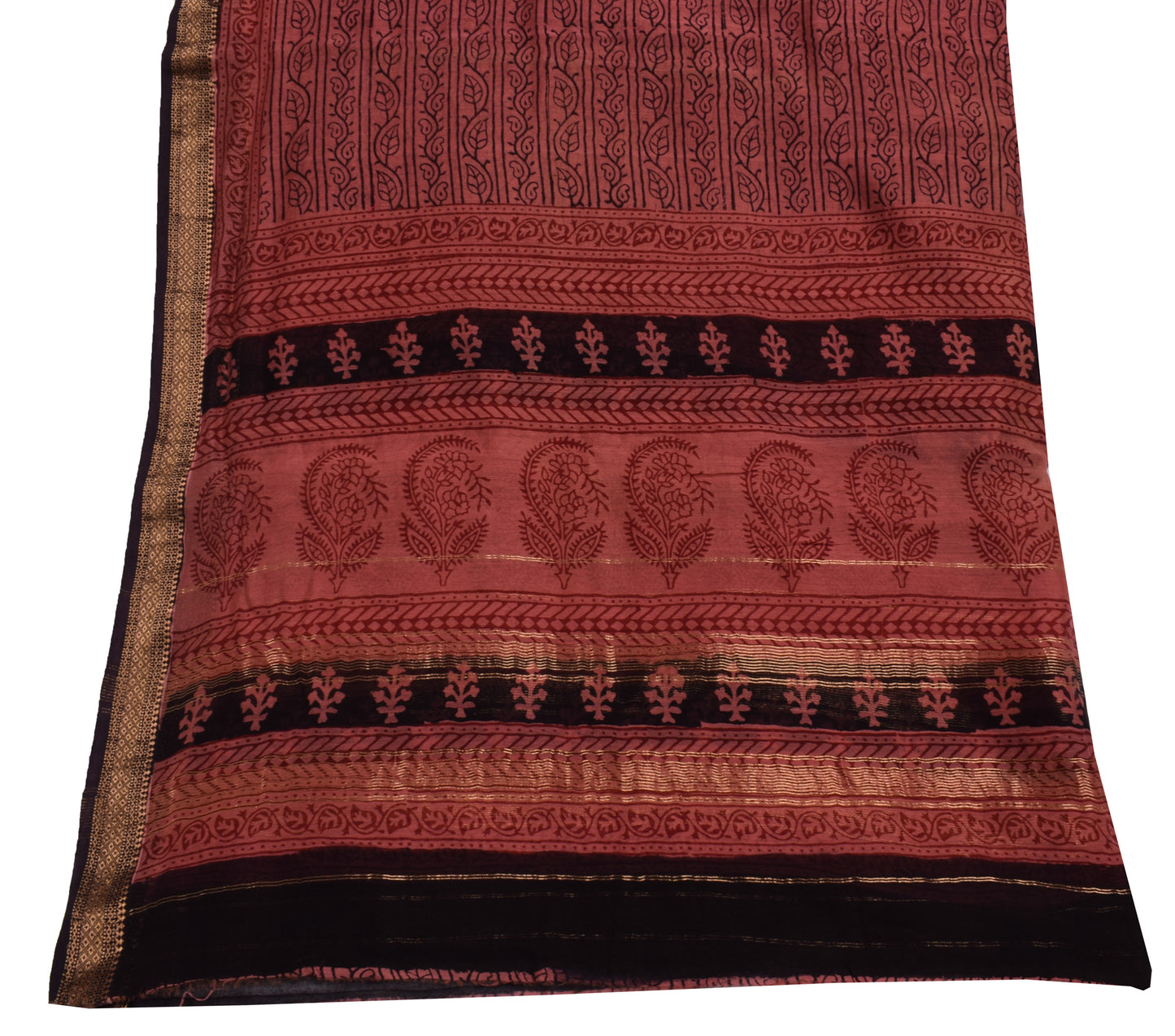 Sushila Vintage Indian Dupatta 100% Pure Cotton Printed & Woven Long Stole Veil
