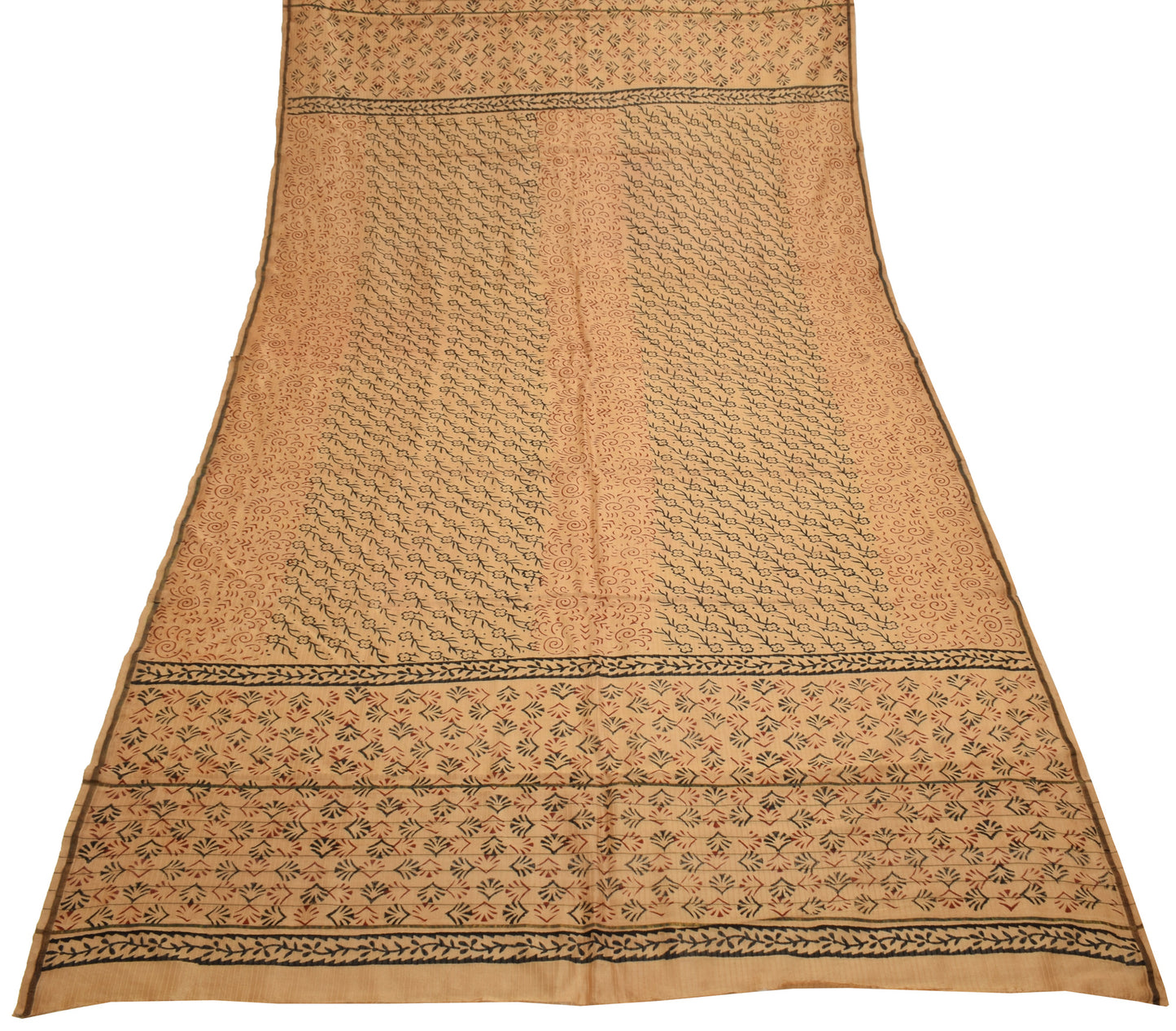 Sushila Vintage Light Brown Dupatta Pure Cotton Printed Long Stole Hijab Veil
