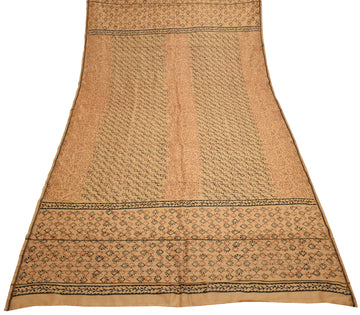 Sushila Vintage Light Brown Dupatta Pure Cotton Printed Long Stole Hijab Veil