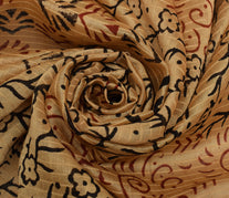 Sushila Vintage Light Brown Dupatta Pure Cotton Printed Long Stole Hijab Veil
