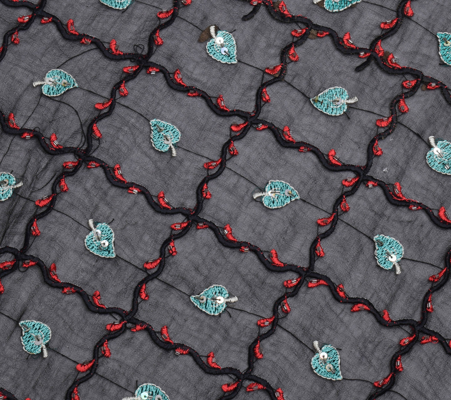 Sushila Vintage Black Dupatta Pure Georgette Silk Embroidered Long Stole Scarves