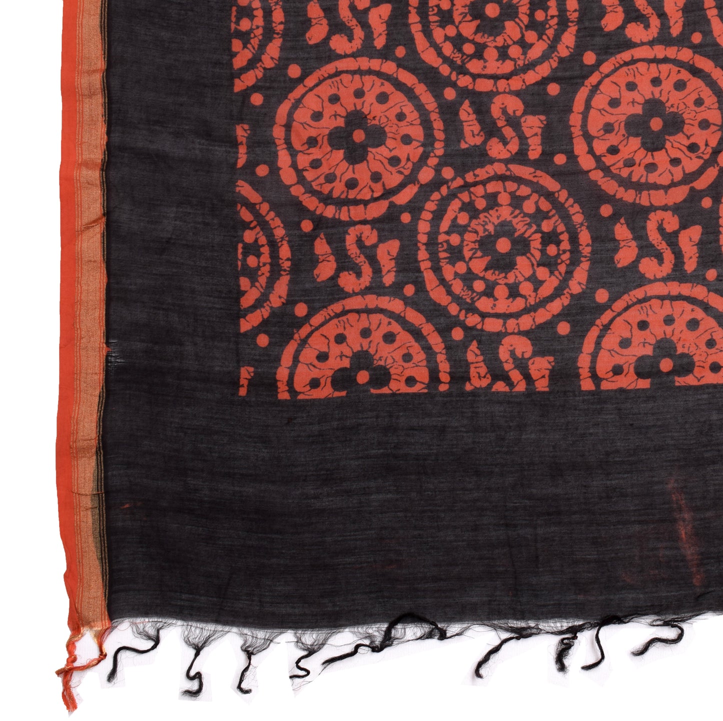 Sushila Vintage Black Indian Dupatta Pure Cotton Printed Long Stole Hijab