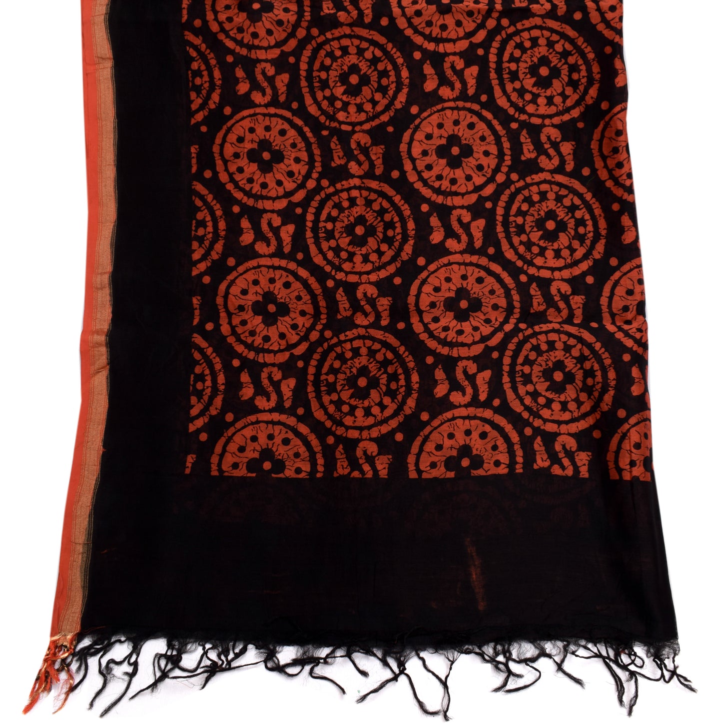 Sushila Vintage Black Indian Dupatta Pure Cotton Printed Long Stole Hijab