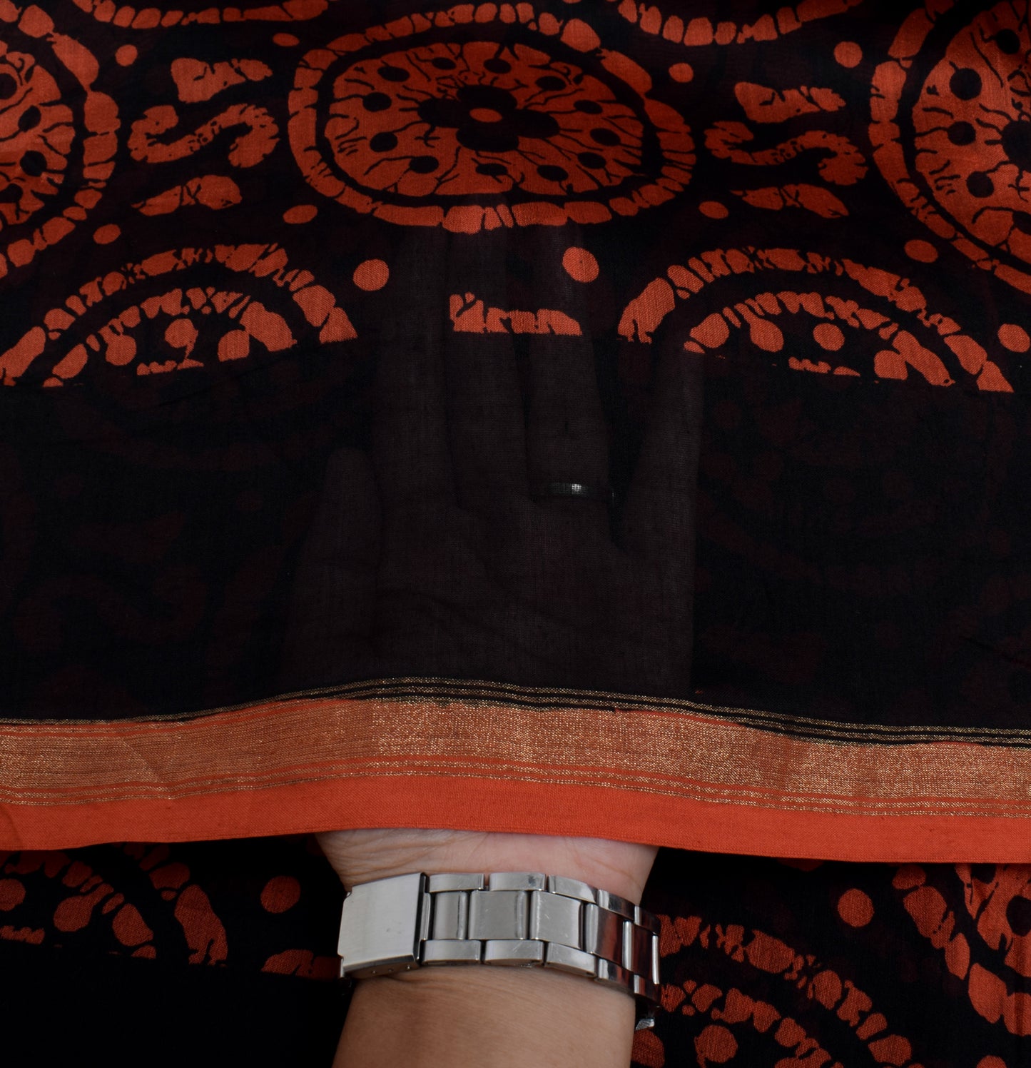 Sushila Vintage Black Indian Dupatta Pure Cotton Printed Long Stole Hijab